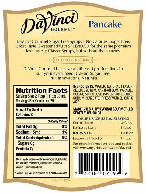 Sugar Free Pancake DaVinci Syrup Bottle - 750mL-Syrups-DaVinci Gourmet-Restaurant Supply Drop
