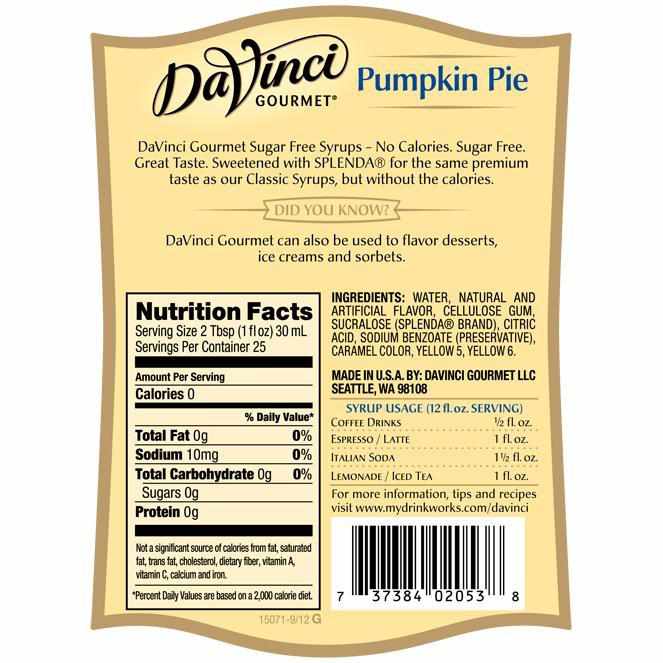 Sugar Free Pumpkin Pie Spice DaVinci Syrup Bottle - 750mL-Syrups-DaVinci Gourmet-Restaurant Supply Drop