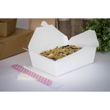 White Microwavable Folded Paper #3 Take-Out Container - Karat Large Fold-To-Go Box - 76oz - 7.8" X 5.5" X 2.4" - 200 Count-To-Go Packaging-Karat-Restaurant Supply Drop