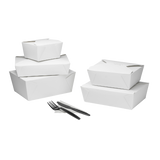 White Microwavable Folded Paper #4 Take-Out Container - Karat Extra Large Fold-To-Go Box - 110oz - 7.8" x 5.5" x 3.5" - 160 Count-To-Go Packaging-Karat-Restaurant Supply Drop